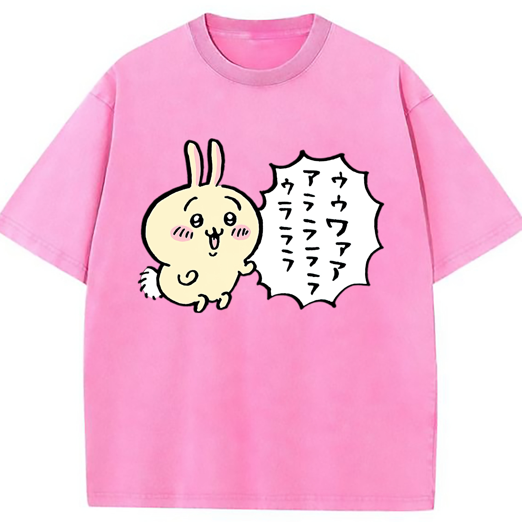 （画像用） ちいかわ うさぎ Chii-kawa usagi 綿100% ヴィンテージ風 半袖Tシャツ（フロントプリント）